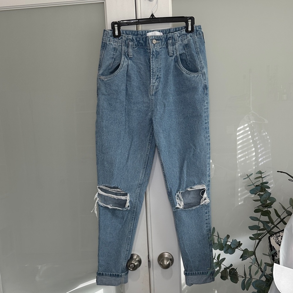 Stylish Blue Distressed Boyfriend Jeans